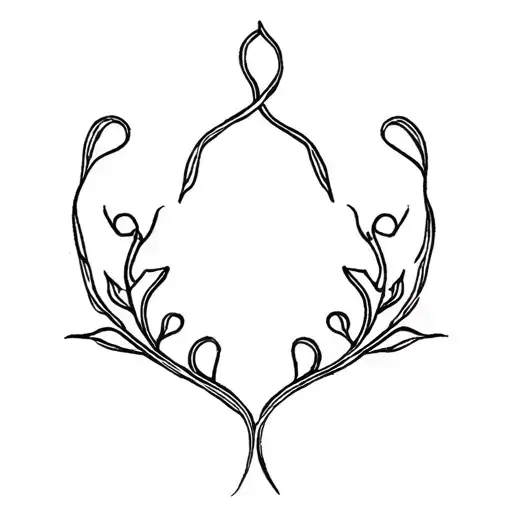 Symmetrical Vine For Around Neck In Simple Outline Style