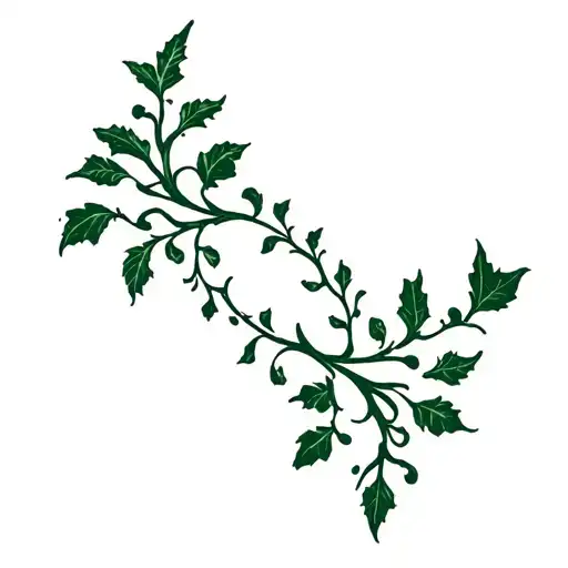Symmetrical Vine Of Ivy For Around Neck In Simple Outline Style
