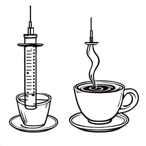 Syringe And Coffee Cup Filled