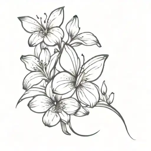 Butterfly With Lily Orchid Cherry Blossom Fineline