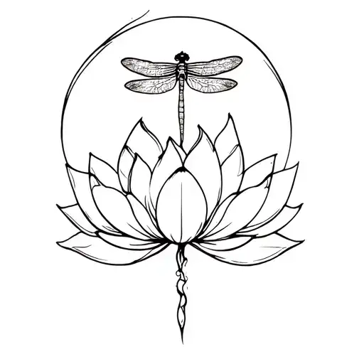 Unalomed With Above A Lotus With Dragonfly That Comes Out