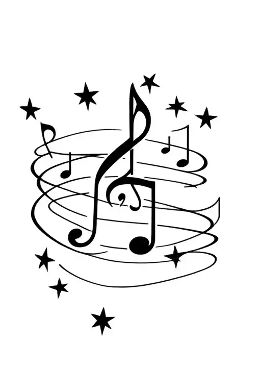 Music Notes Intertwined With Stars