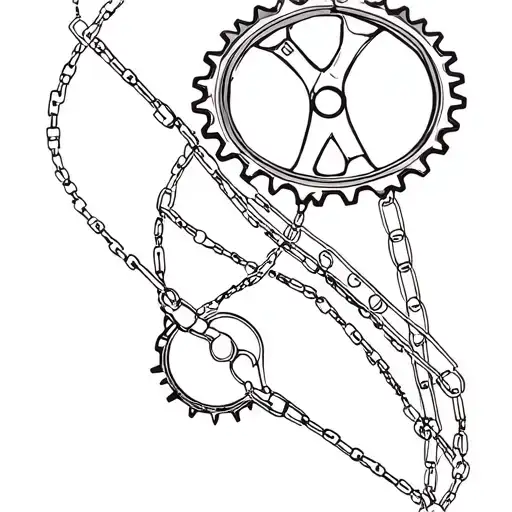 Abstract Geometric Design Incorporating Bicycle Gears And Chains