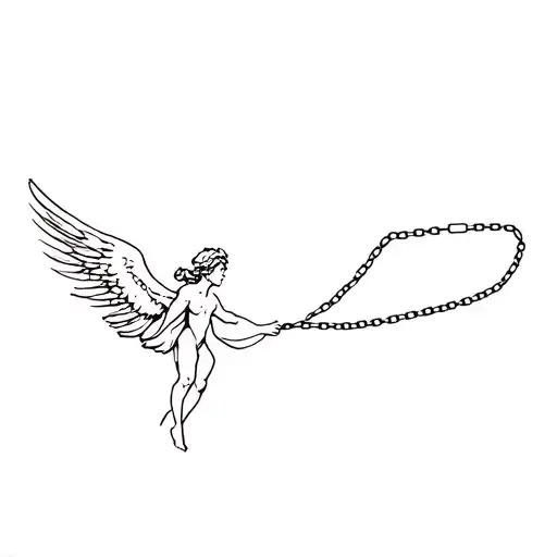 An Angel Try To Fly But Chain Stops Him