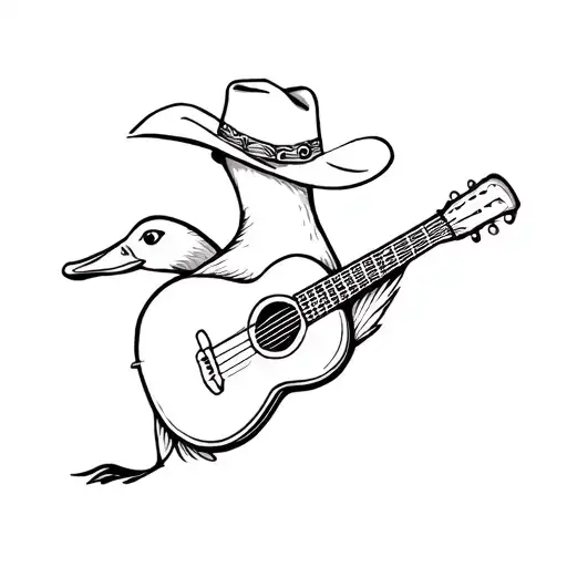 Goose With Guitar And Cowboy Hat