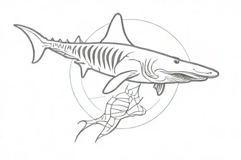 Minimalistic Filled Hammerhead Shark Skeleton