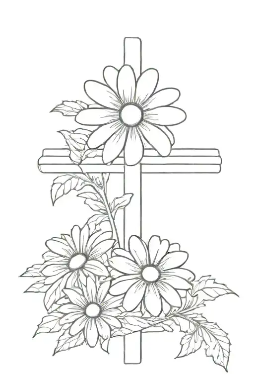 Simple Cross With Daisy Growing Around It