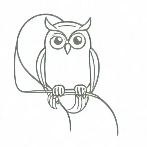 Small Minimalistic Owl Sittin On A Wire Line