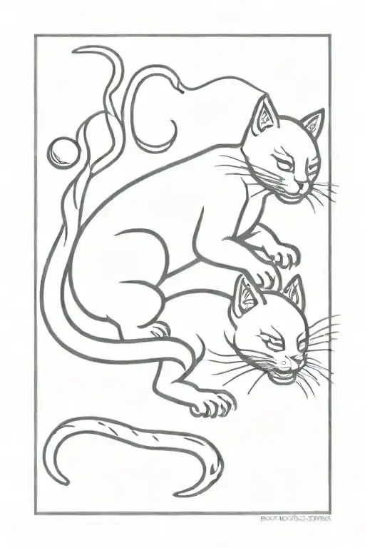 Devilish Cat Catching A Centipede Old School Style