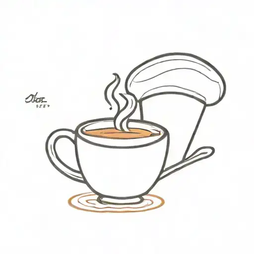 A Minimalist Tattoo Of A Coffee Cup With A Chef's Hat On Top