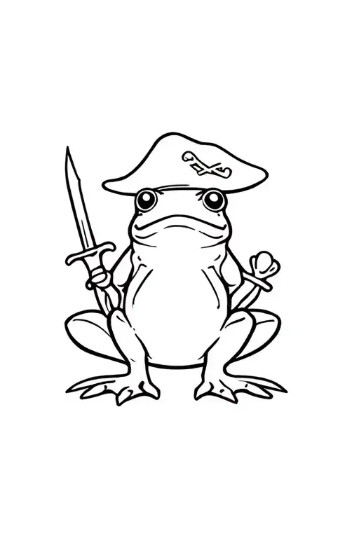 Pirate Frog With Pirate Hat And Cutlass