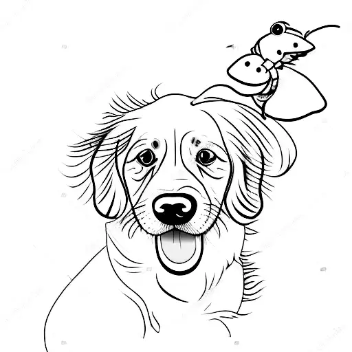 Golden Retriever Daschund Dog Chasing A Buterfly