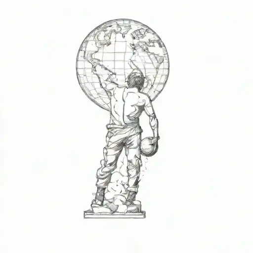 A Statue Of A Man Carrying A Globe