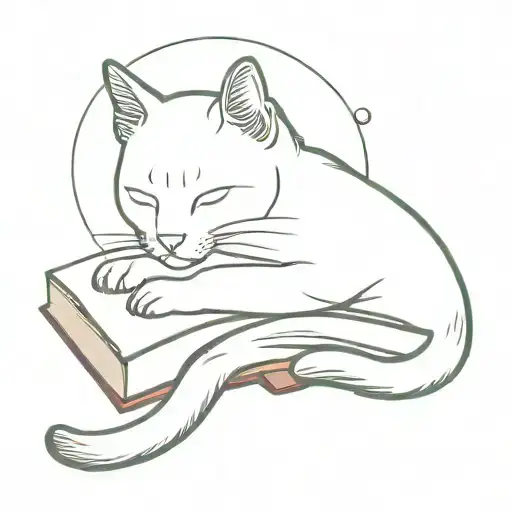 The Cat Sleeps On The Book