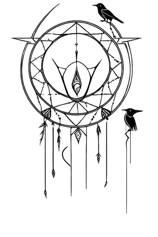 Anubis With A Dream Catcher And A Crow