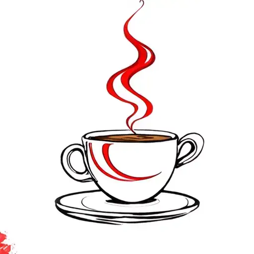 Coffee Cup With Red Steam