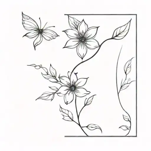 Multiple Pretty Flowers Tattoo On Hip In A Line Peice