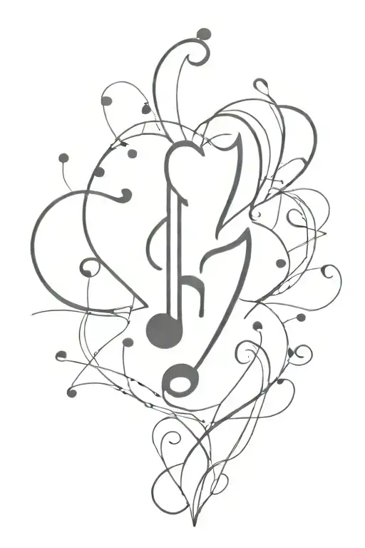 Music Note Heart Beat Line