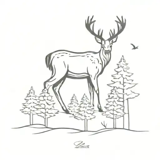 Deer In Between Trees