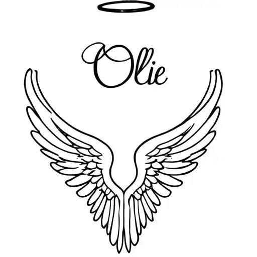 Angel Wings With Ollie Written In It And A Halo Symbolizing The Client's