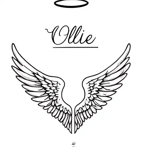 Angel Wings With Ollie Written Underneath And A Halo
