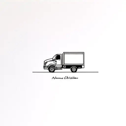 First Name Christian With A Drawing Of A Small European Truck Next To The First Names