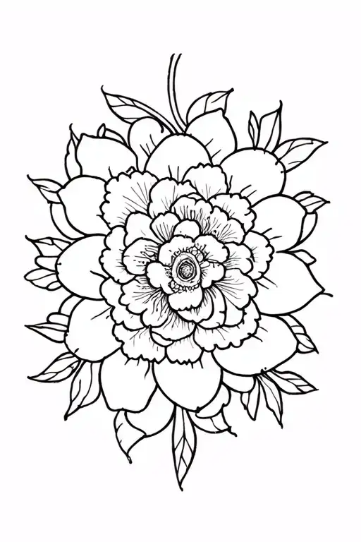 Mandala With Peony Flowers And Skulls
