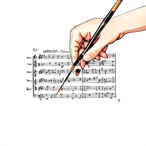 A Hand Holding A Brush That Paints A Music Score