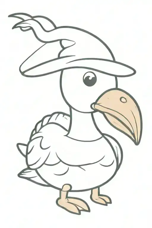 Silly Goose With Hat Cartoon