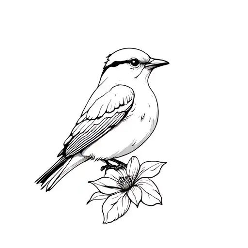 Dainty Lark With Flower Surrounded