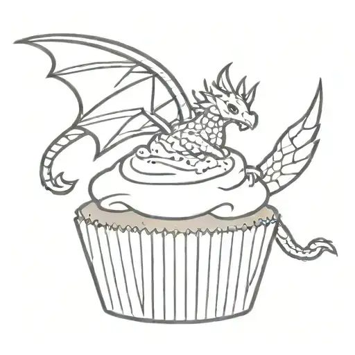 Cupcake With Dragon Wings Spread