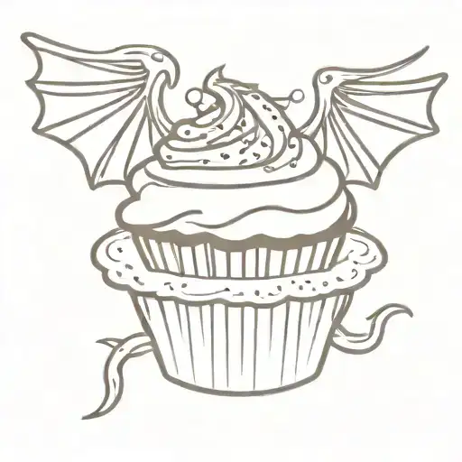 Cupcake With Dragon Wings Spread