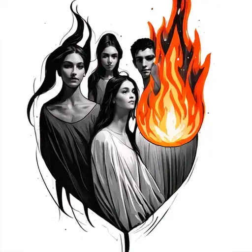 Make Me A Fire That Represents A Family Of 4 People