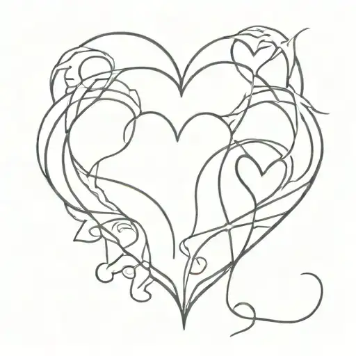 Fine Line Gothic Hearts Complex Line Work Detail