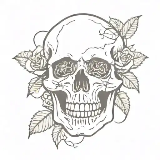 Skull And Roses With Thorny Vines
