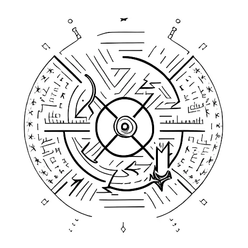 A Minimalist Tattoo Of An Anvil And Hammer With Sparks Turning Into A Ring Of Fire