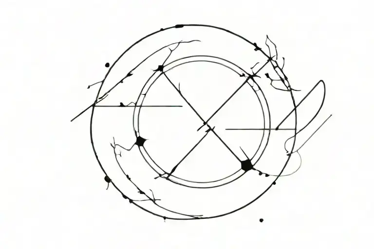Imperfect Circle And A Arrown With Semicolon Cutting Through The Circle