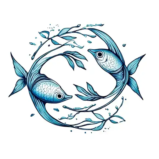 Fish Water Leaf Life Eternity Pisces Zodiac Sign