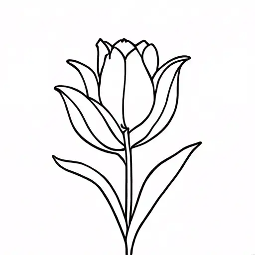 Abstract Fine Line Flower Tulip Bulb Emerging