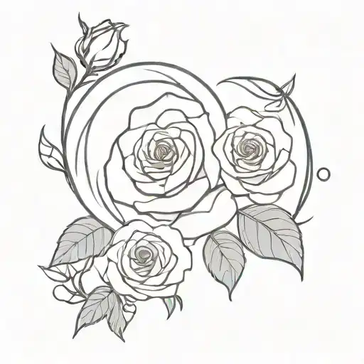 Cresent Moon Roses Intertwined