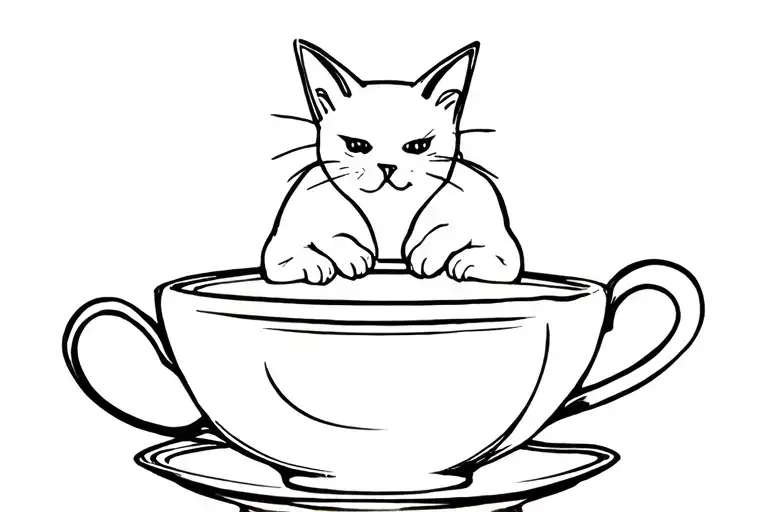 Cat In Teacup Balancing