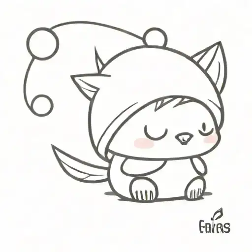 Cute Chibi Penguin Wearing Cat Ears Hat And Holding A Cat Head Pebble In Hand