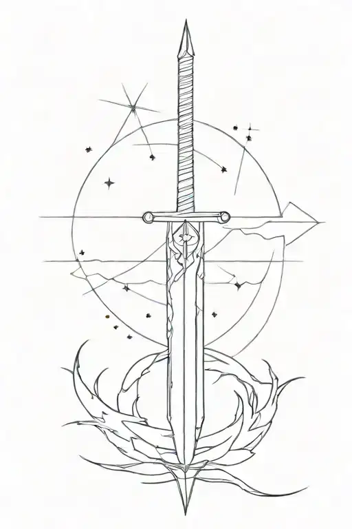 Simple Long Sword That Is Pointing At The Northen Star