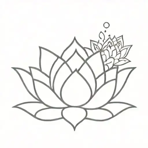 Lotus With Unalome Symbol And Train