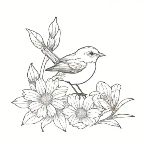 Bird Robin Flower Daisy