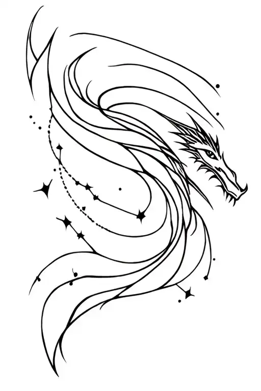 Combining The Sagittarius Constellation With A Flowing Tribal Dragon