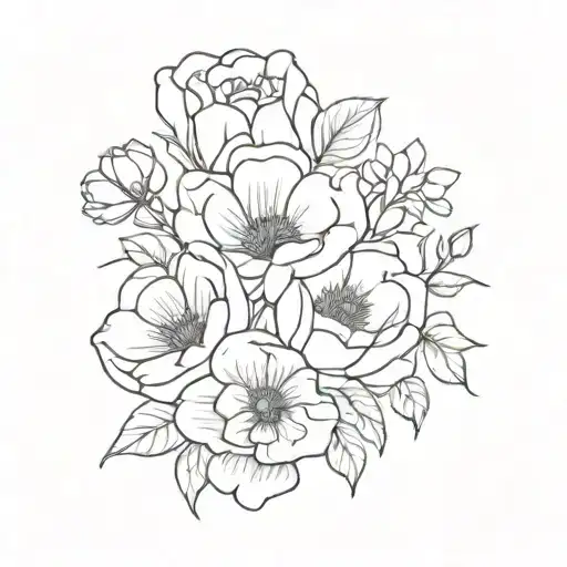 October Birth Flower Bouquet Fine Line