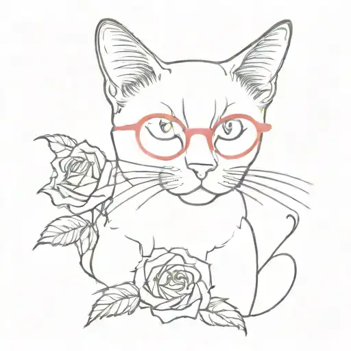 Black Cat Wearing Rose-colored Glasses