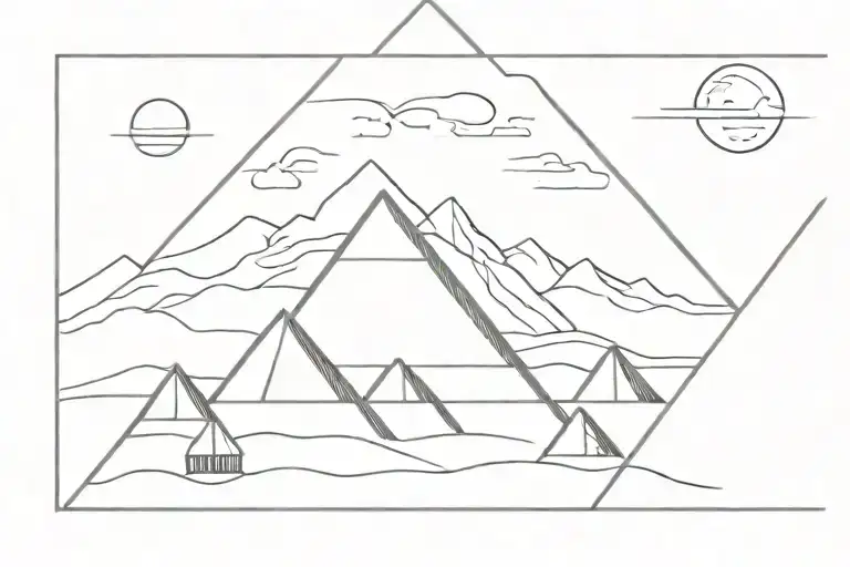 Pyramid Desert Scenery Inner Upper Arm Tattoo Design