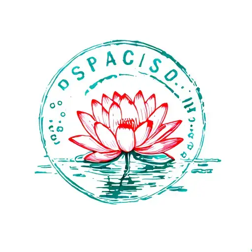 Postage Stamp With Water Lily Inside